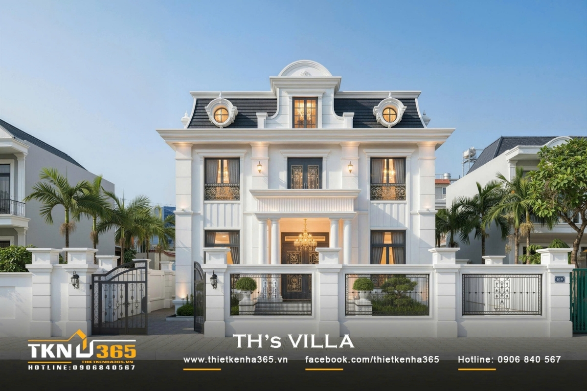 mẫu biệt thự 3 tầng tân cổ điển