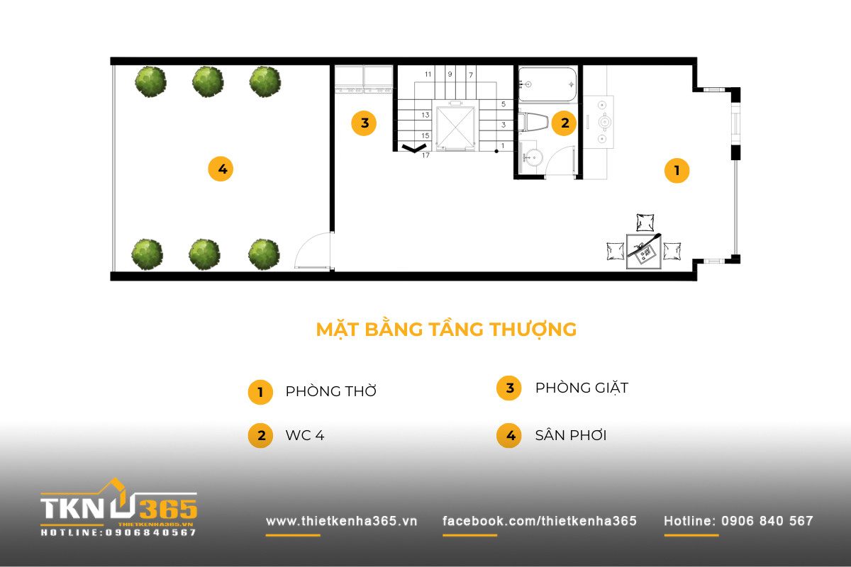 mặt bằng tầng thượng