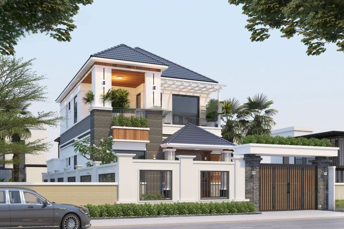 Mẫu biệt thự 2 tầng 120m2 4 phòng ngủ phân chia không gian sinh hoạt và riêng tư rõ ràng (Ảnh: Sưu tầm)