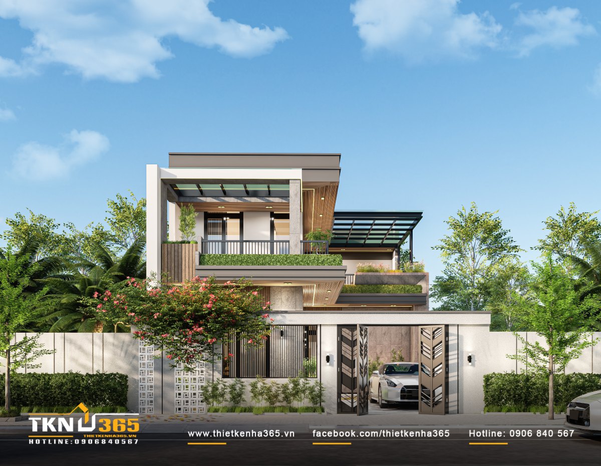 Biệt thự 2 tầng 4 phòng ngủ hiện đại dễ tối ưu công năng và tiết kiệm chi phí