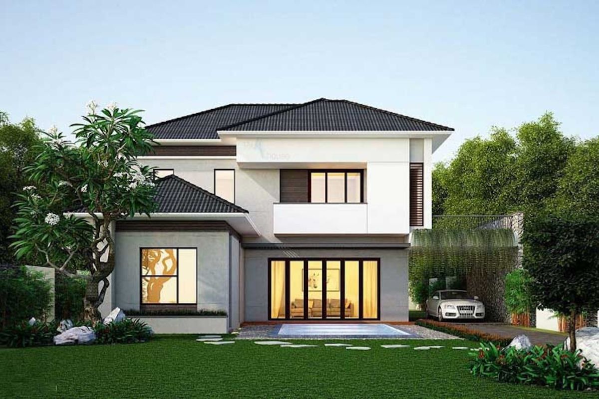 Thiết kế biệt thự 2 tầng 150m2 m&aacute;i Nhật được nhiều gia chủ ưu ti&ecirc;n lựa chọn (Ảnh: Sưu tầm)