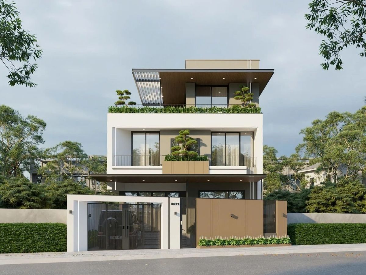 Biệt thự 3 tầng hiện đại l&agrave; sự lựa chọn tối ưu cho những l&ocirc; đất bị khống chế mật độ x&acirc;y dựng (Ảnh: Sưu tầm)