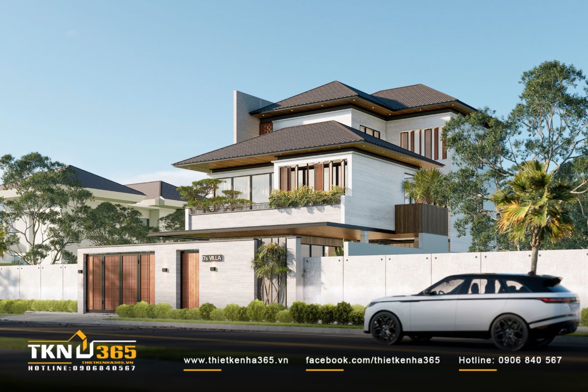 Biệt thự 3 tầng hiện đại m&aacute;i lệch gi&uacute;p c&ocirc;ng tr&igrave;nh thu h&uacute;t v&agrave; nổi bật