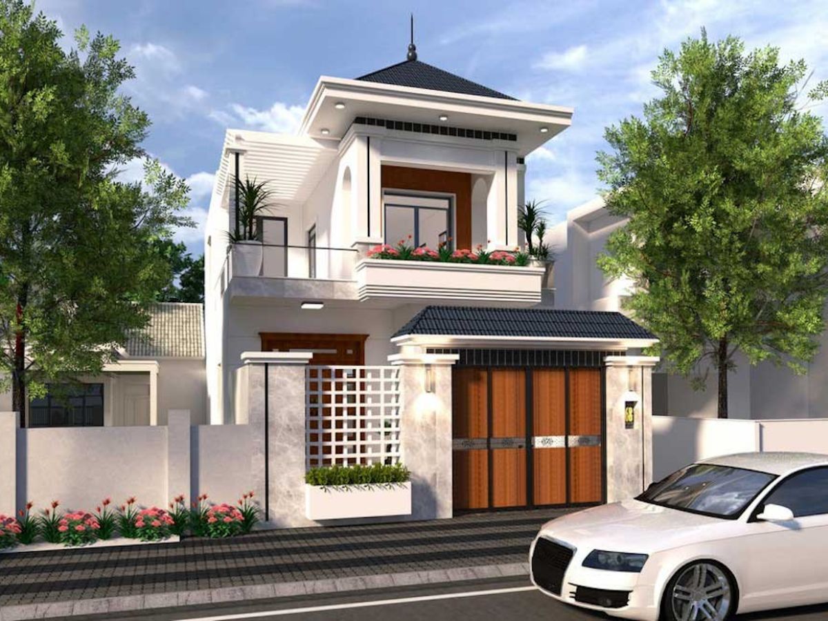 Kh&ocirc;ng n&ecirc;n tham chi tiết trang tr&iacute; khi thiết kế mặt tiền biệt thự mini 2 tầng 80m2 (Ảnh: Sưu tầm)