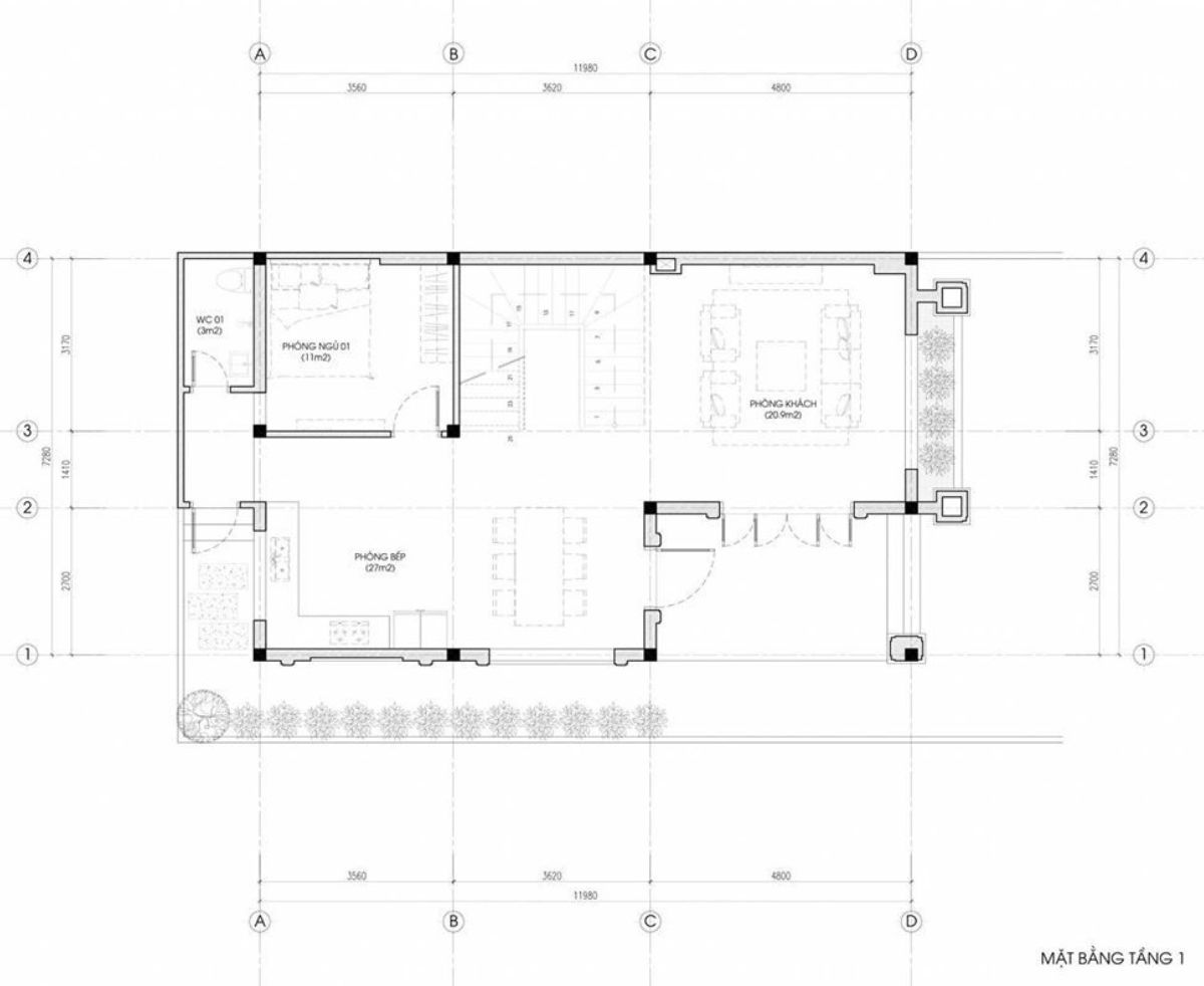 Bản vẽ biệt thự mini 2 tầng 80m2 d&agrave;nh cho gia đ&igrave;nh trẻ ưu ti&ecirc;n thiết kế kh&ocirc;ng gian mở ở tầng trệt (Ảnh: Sưu tầm)