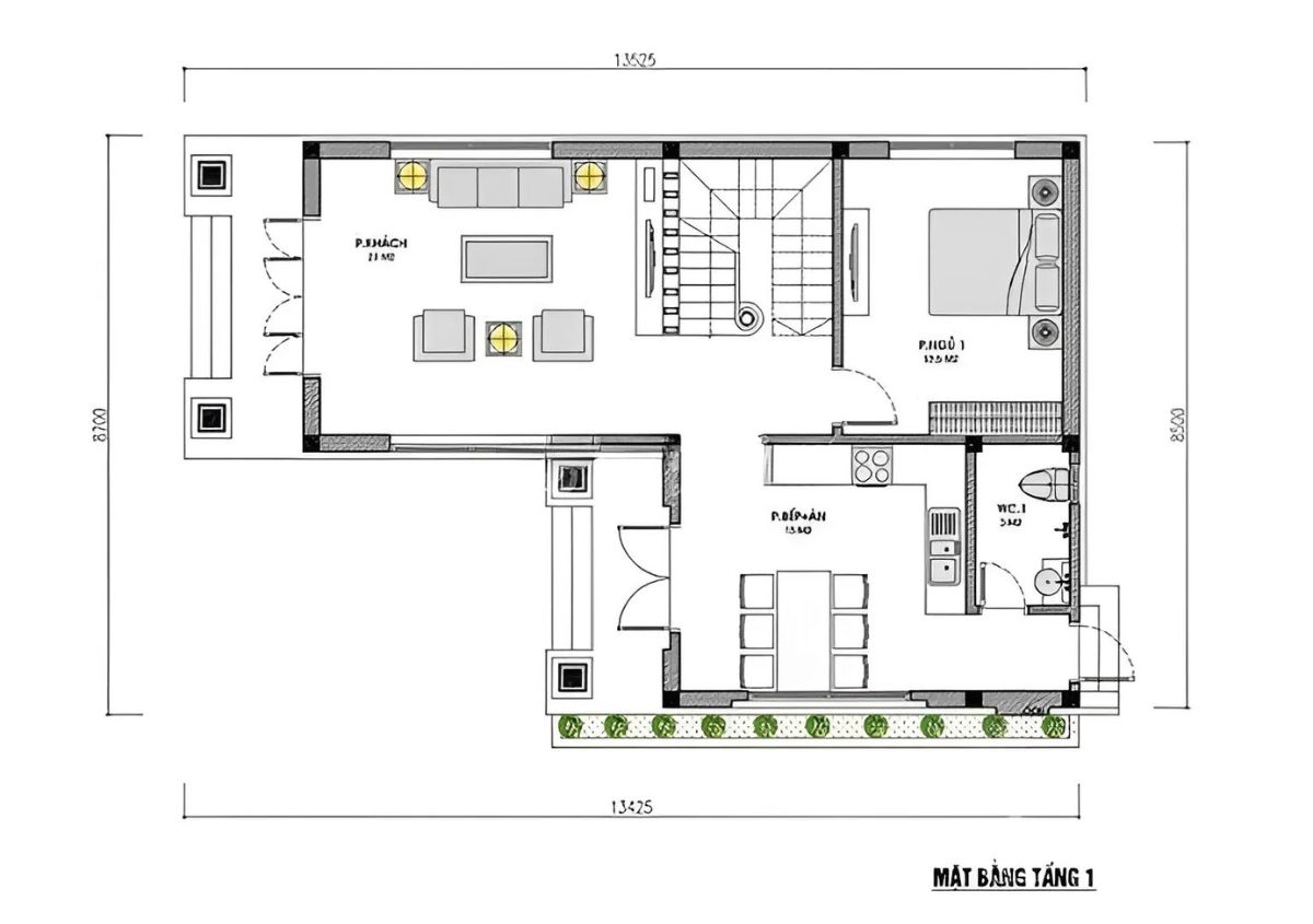 Mẫu biệt thự mini 2 tầng 80m2 bố tr&iacute; ph&ograve;ng ngủ ở tầng trệt cho người lớn tuổi (Ảnh: Sưu tầm)
