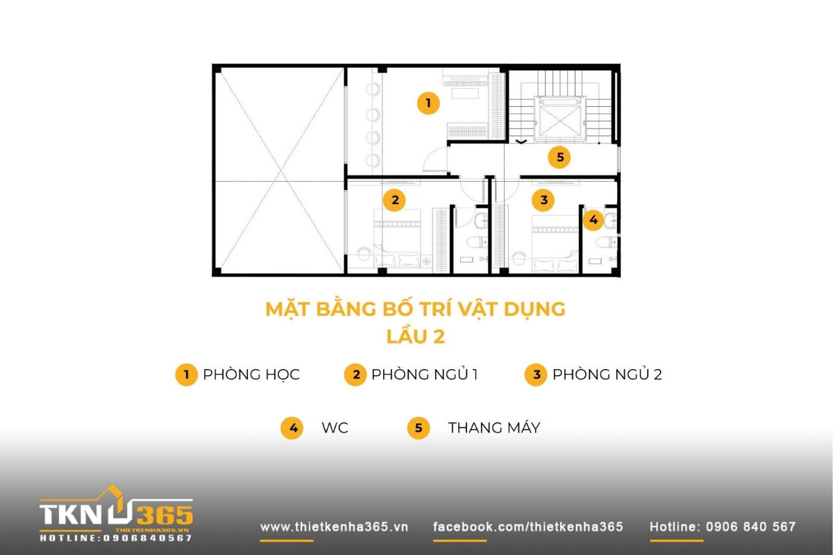 mặt bằng công năng nhà phố 6 tầng