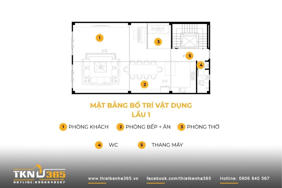 mặt bằng công năng nhà phố 6 tầng