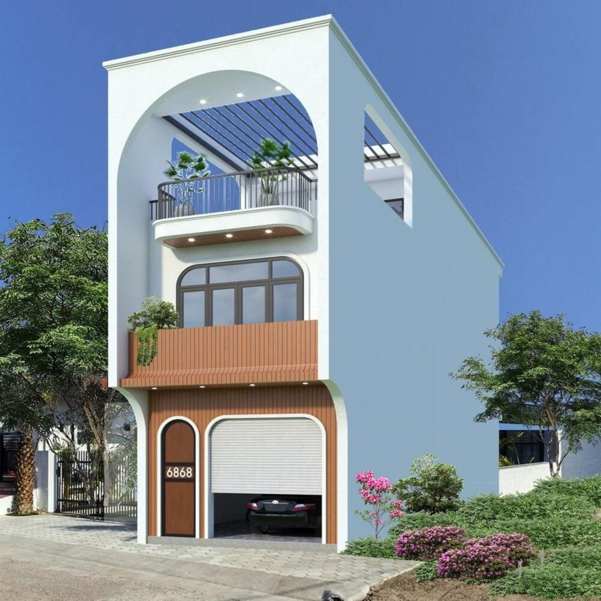 Mẫu nh&agrave; 1 trệt 1 lầu 1 tum 4x16m mở rộng kh&ocirc;ng gian sử dụng (Ảnh: Sưu tầm)