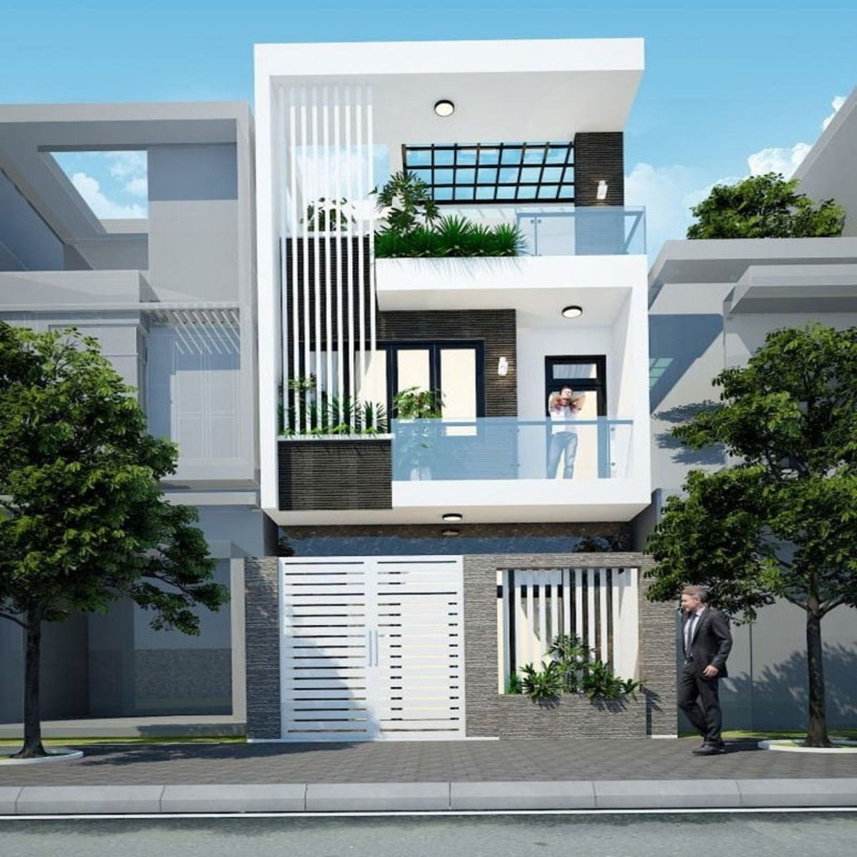 Tum che thang nh&agrave; 1 trệt 1 lầu 4x16m thiết kế đơn giản, tu&acirc;n thủ quy định x&acirc;y dựng hiện h&agrave;nh (Ảnh: Sưu tầm)