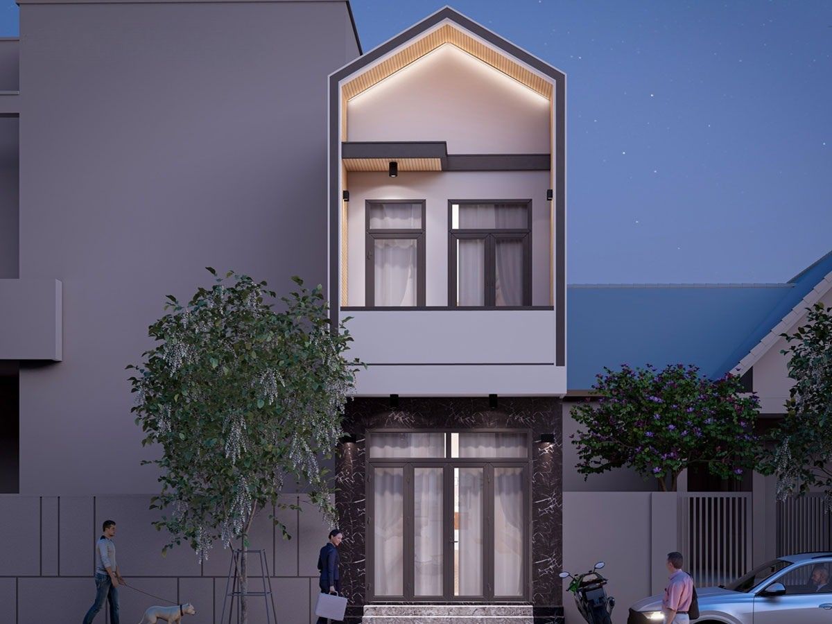 Mẫu nh&agrave; 1 trệt 1 lầu 4x16 m&aacute;i Th&aacute;i hoặc m&aacute;i Nhật được ưa chuộng nhờ hệ m&aacute;i dốc, chống n&oacute;ng v&agrave; tho&aacute;t nước mưa hiệu quả (Ảnh: Sưu tầm)