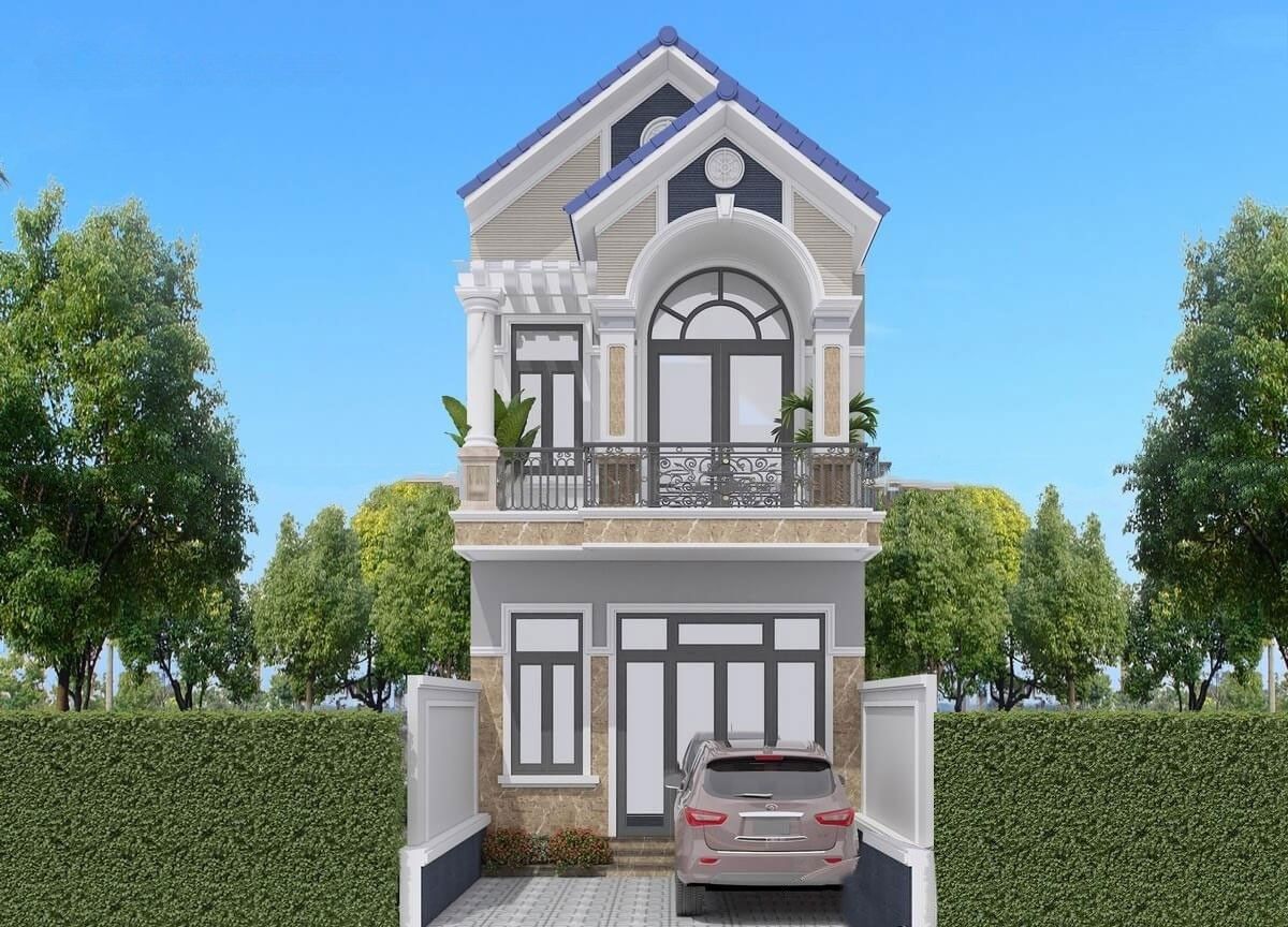 Mẫu nh&agrave; 1 trệt 1 lầu 4x16 m&aacute;i Th&aacute;i c&acirc;n đối, gọn g&agrave;ng (Ảnh: Sưu tầm)