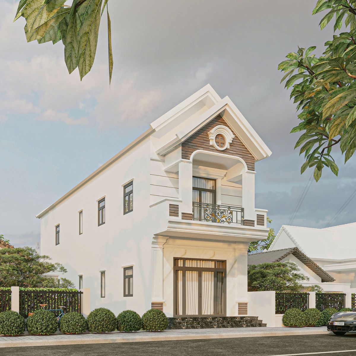 Mẫu nh&agrave; 1 trệt 1 lầu 4x16 m&aacute;i Th&aacute;i thiết kế đơn giản, đường n&eacute;t gọn g&agrave;ng (Ảnh: Sưu tầm)