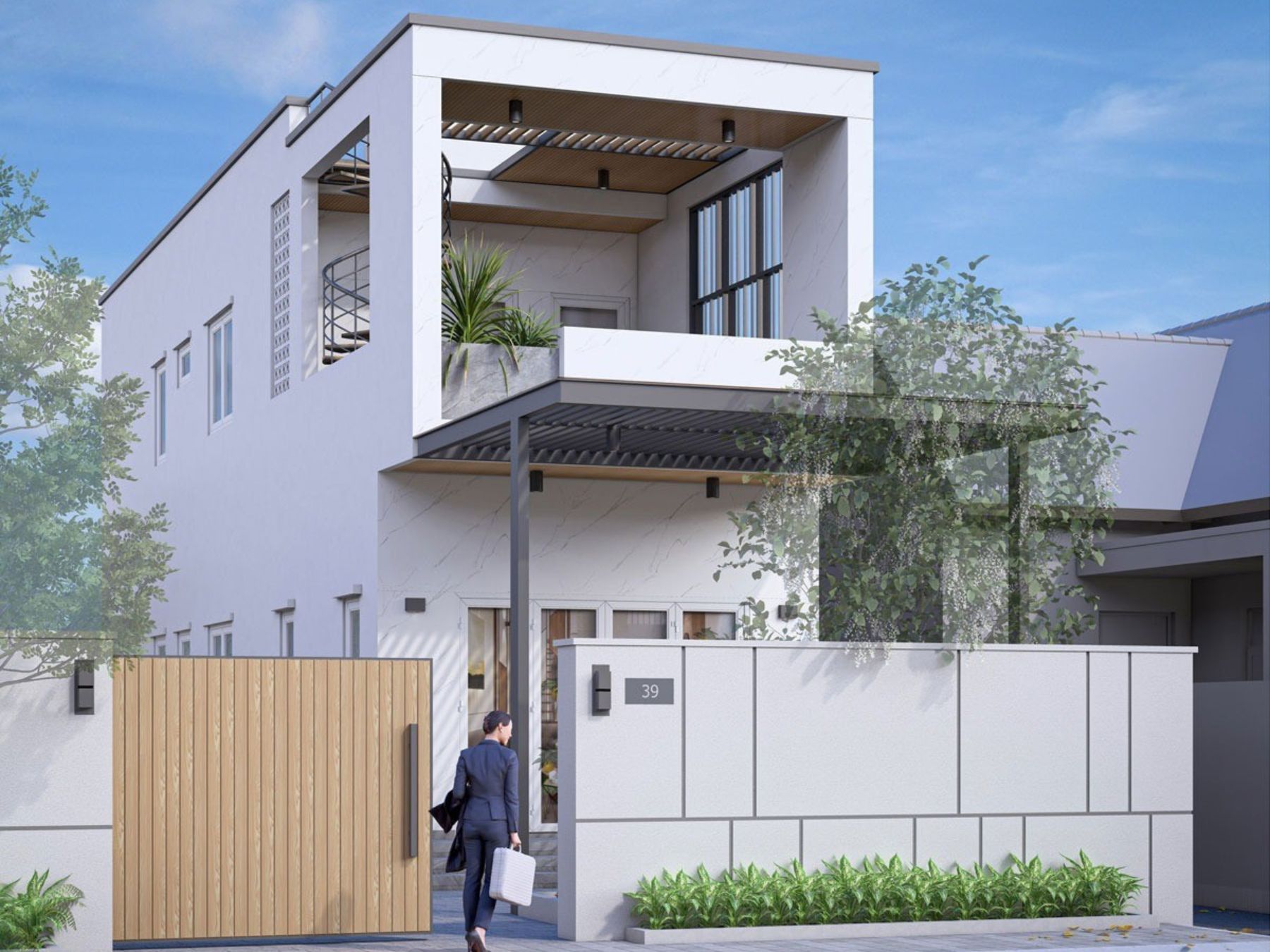 Mẫu nh&agrave; 1 trệt 1 lầu 4x16 2 ph&ograve;ng ngủ thiết kế lệch tầng, giảm cảm gi&aacute;c b&iacute; b&aacute;ch v&agrave; ngột ngạt (Ảnh: Sưu tầm)