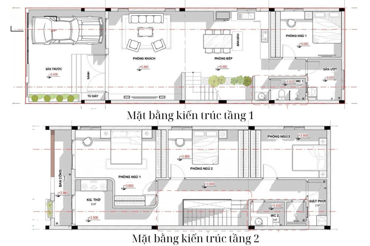 Bản vẽ nh&agrave; 4x16 1 trệt 1 lầu 4 ph&ograve;ng ngủ (Ảnh: Sưu tầm)