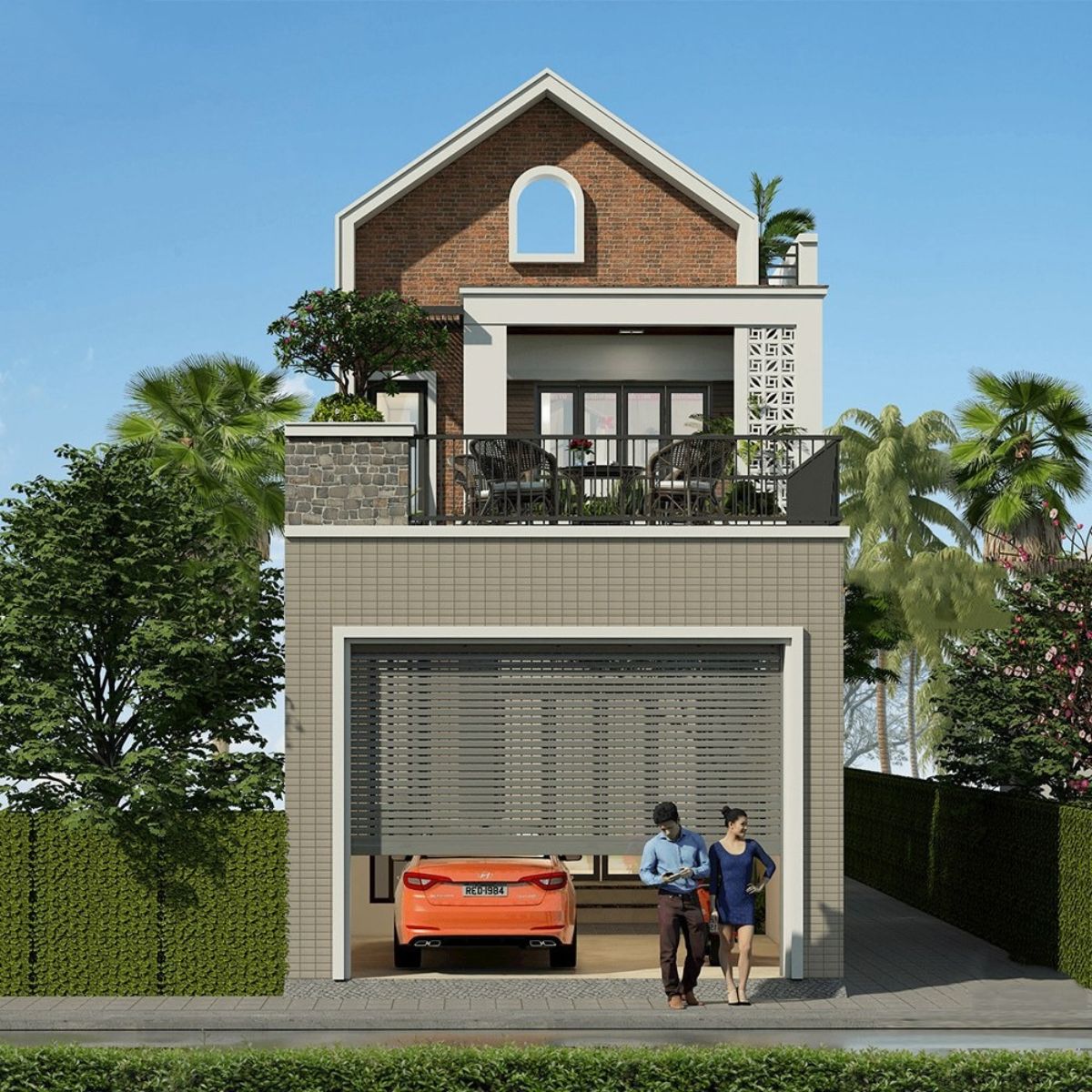 Mẫu nh&agrave; 1 trệt 1 lầu 4x16 c&oacute; gara &ocirc; t&ocirc; rộng tho&aacute;ng (Ảnh: Sưu tầm)