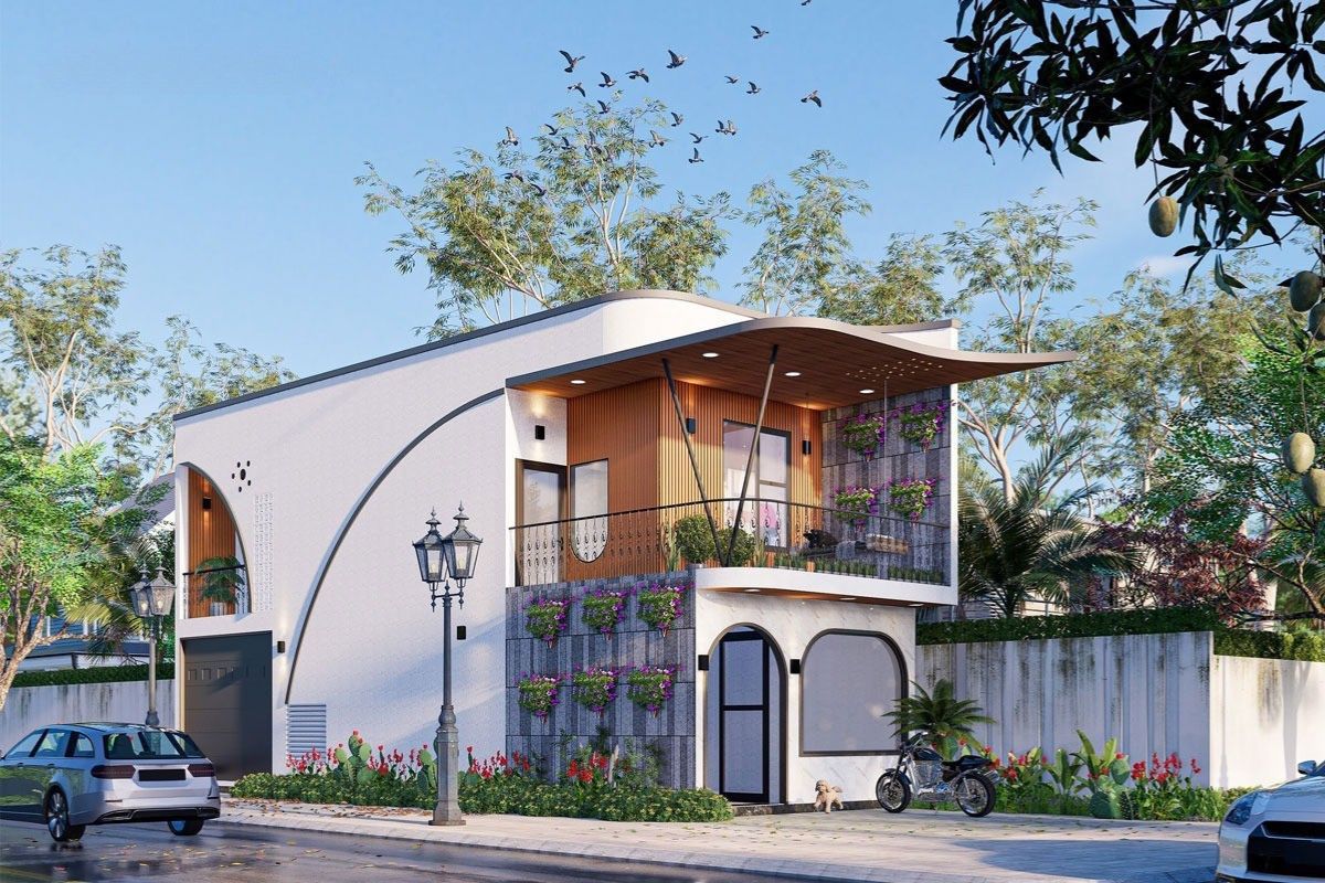 Mẫu nh&agrave; 1 trệt 1 lầu 4x16 thiết kế mở ph&ugrave; hợp với kh&iacute; hậu nắng n&oacute;ng, mưa nhiều tại miền Nam (Ảnh: Sưu tầm)