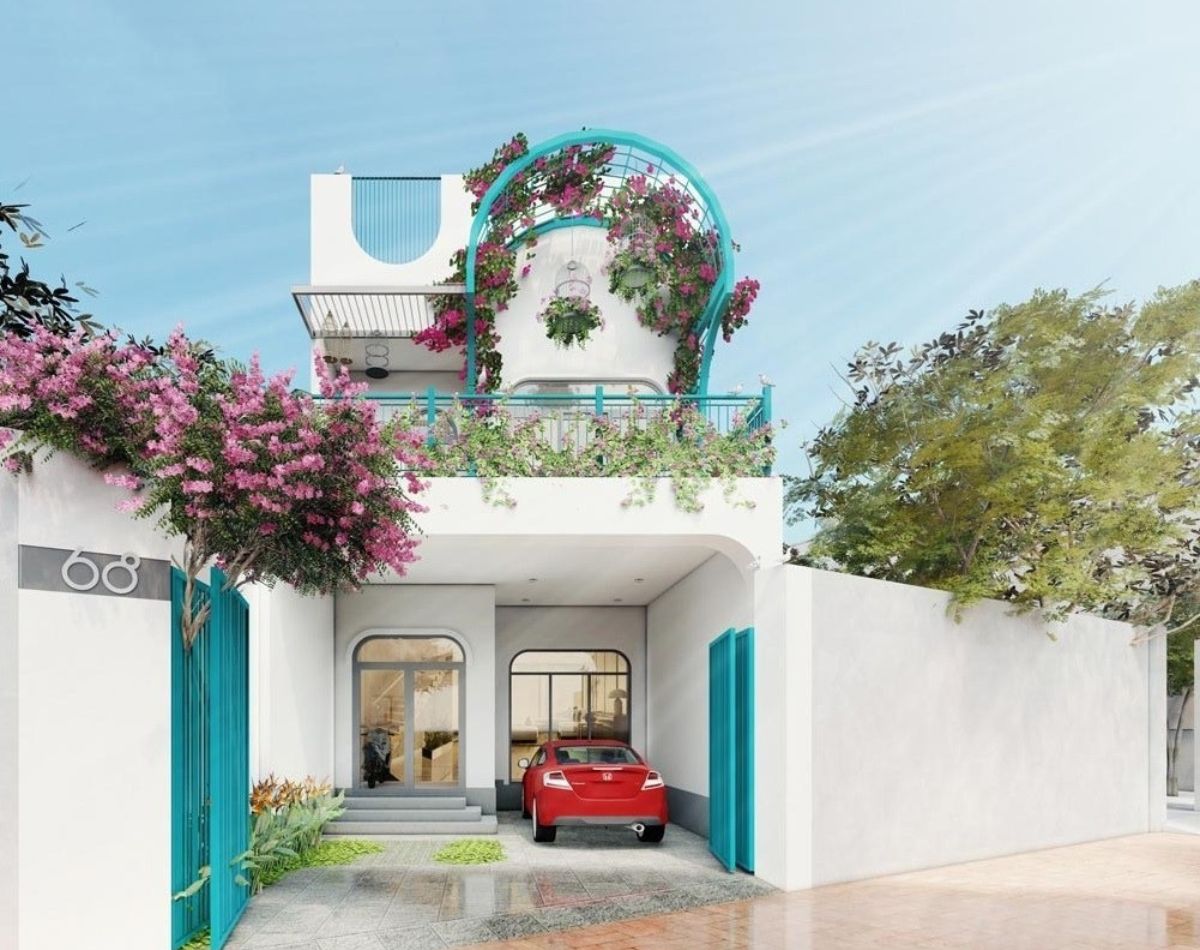 Mẫu nh&agrave; 1 trệt 1 lầu 5x16 c&oacute; s&acirc;n vườn v&agrave; ban c&ocirc;ng rộng tho&aacute;ng (Ảnh: Sưu tầm)