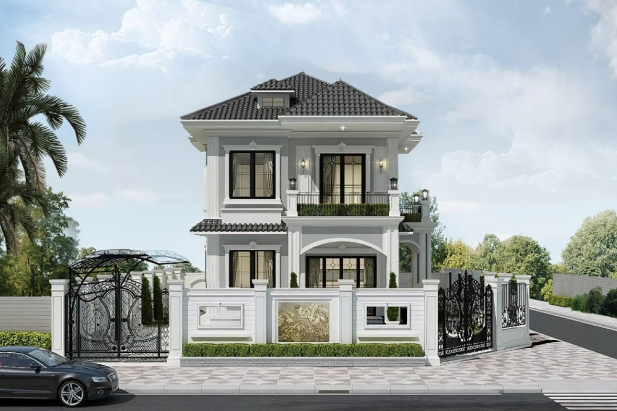 Mẫu thiết kế nh&agrave; 1 trệt 1 lầu t&acirc;n cổ điển lựa chọn m&aacute;i Nhật nhẹ nh&agrave;ng (Ảnh: Sưu tầm)