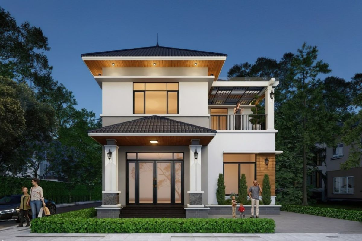 Mẫu thiết kế nh&agrave; 1 trệt 1 lầu m&aacute;i Nhật dễ kết hợp với nhiều phong c&aacute;ch kh&aacute;c nhau (Ảnh: Sưu tầm)