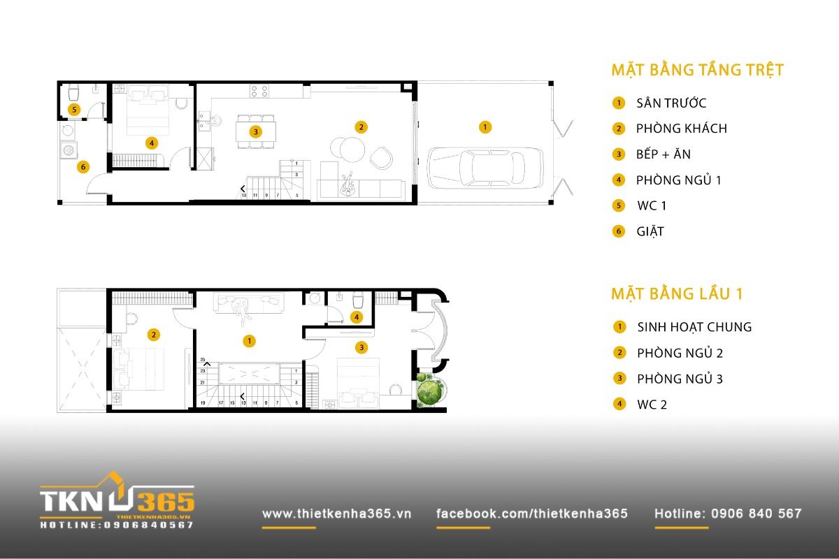 Bản vẽ mặt bằng thiết kế nh&agrave; 1 trệt 1 lầu 5x15 bố tr&iacute; c&ocirc;ng năng hợp l&yacute;, đ&aacute;p ứng nhu cầu sử dụng linh hoạt của gia đ&igrave;nh trẻ