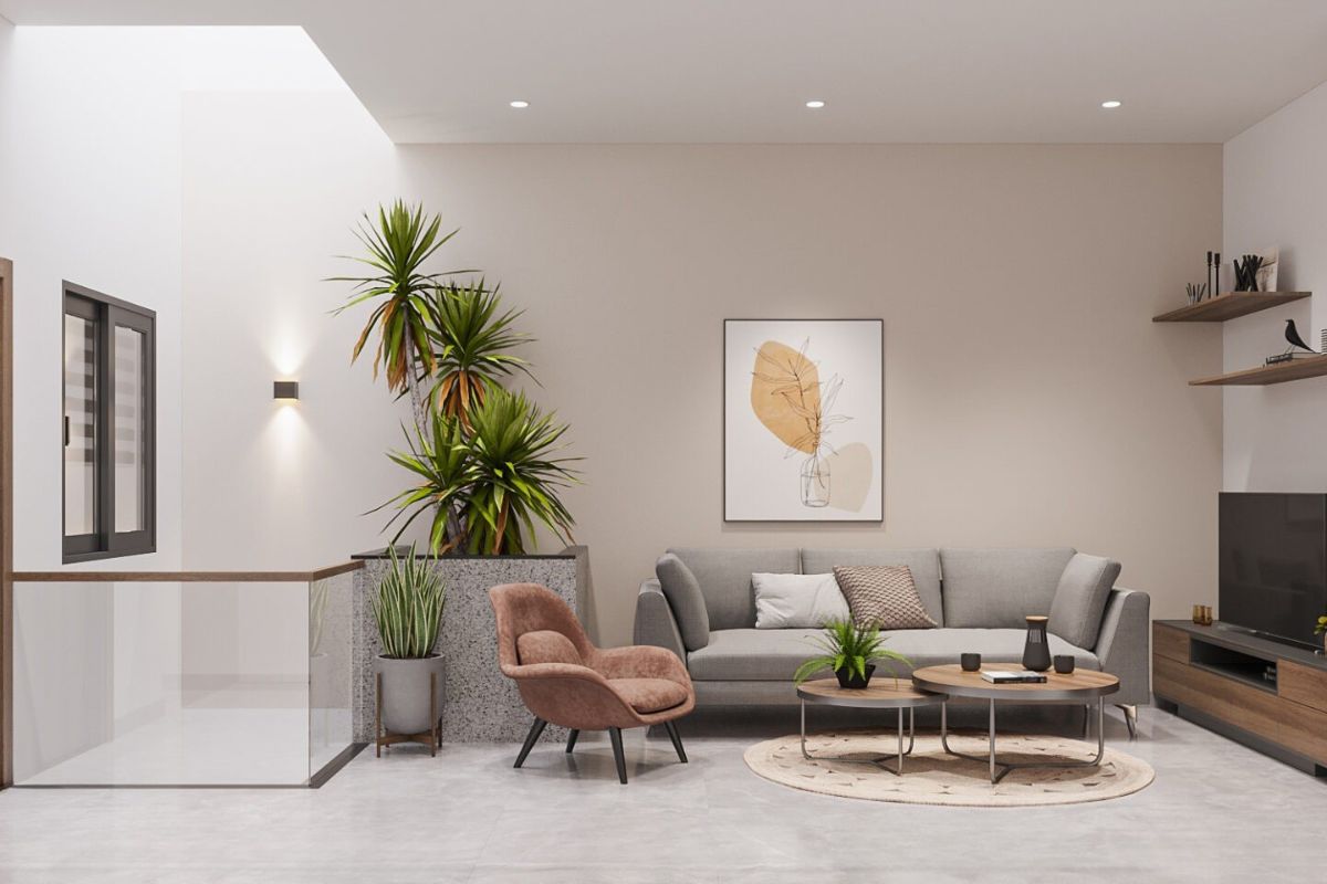 Nh&agrave; 1 trệt 1 lầu 5x20 c&oacute; s&acirc;n thượng v&agrave; giếng trời gi&uacute;p kh&ocirc;ng gian sinh hoạt lu&ocirc;n tho&aacute;ng s&aacute;ng (Ảnh: Sưu tầm)