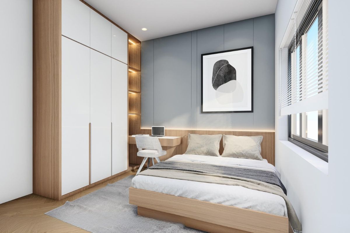 Ph&ograve;ng ngủ sở hữu thiết kế nội thất đơn giản, tận dụng tối đa &aacute;nh s&aacute;ng tự nhi&ecirc;n qua hệ cửa sổ k&iacute;nh (Ảnh: Sưu tầm)