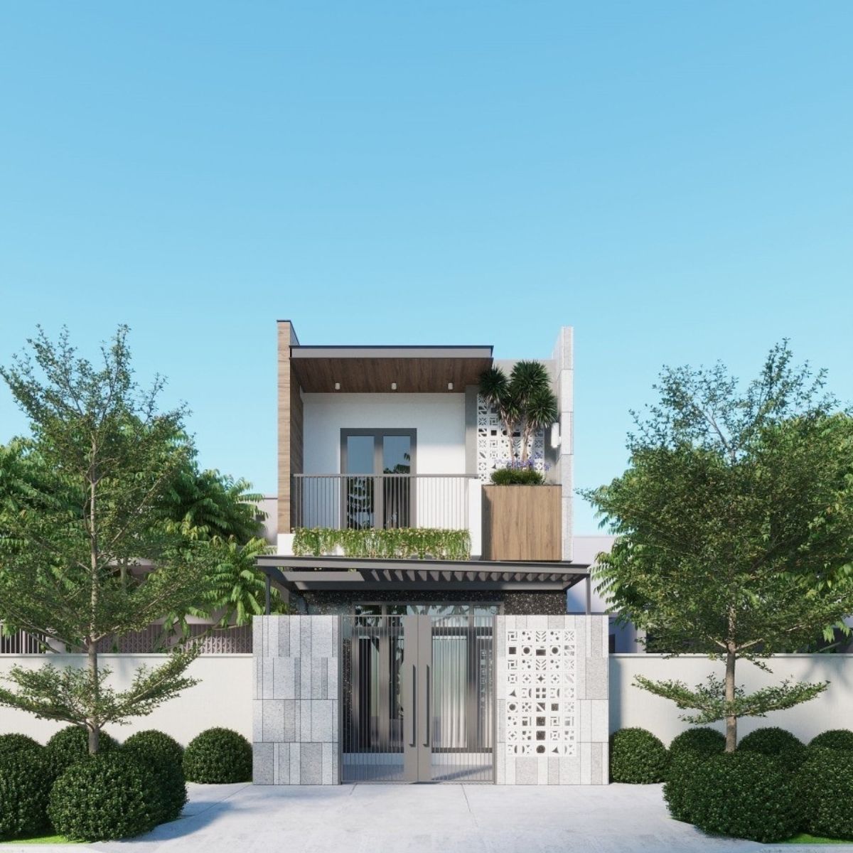 Thiết kế khoảng l&ugrave;i s&acirc;n trước 5m, s&acirc;n sau 2m l&agrave; phương &aacute;n tối ưu cho nh&agrave; 1 trệt 1 lầu 5x20 (Ảnh: Sưu tầm)