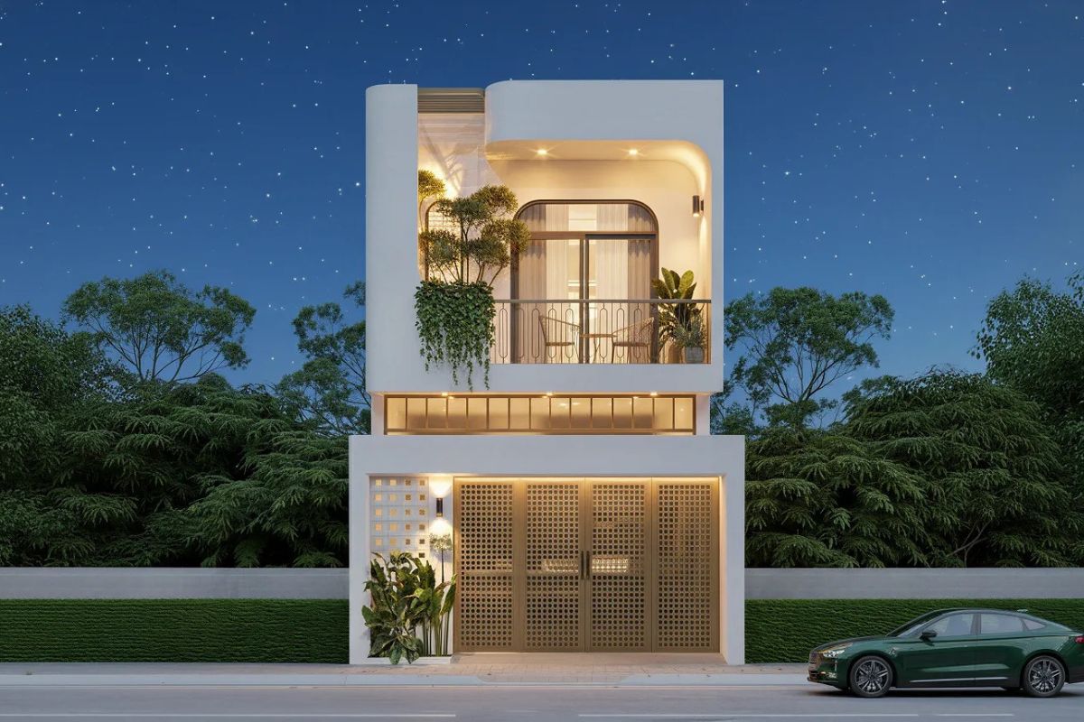 Mẫu nh&agrave; 1 trệt 1 lầu 5x20 m&aacute;i bằng 3 ph&ograve;ng ngủ thiết kế theo phong c&aacute;ch hiện đại 