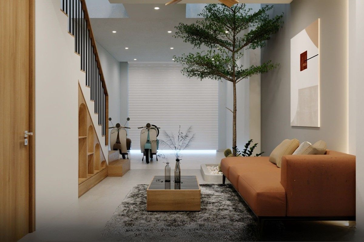 Gara &ocirc; t&ocirc; chiếm khoảng ⅓ diện t&iacute;ch tầng trệt nh&agrave; 1 trệt 2 lầu 4x16m (Ảnh: Sưu tầm)