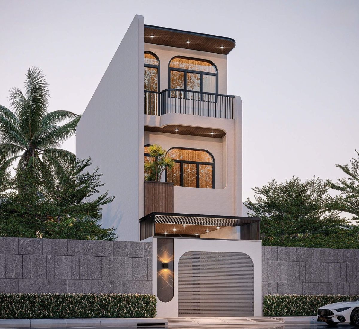 Mẫu thiết kế nh&agrave; phố 4x16 1 trệt 2 lầu 4 ph&ograve;ng ngủ sở hữu thiết kế mặt tiền hiện đại (Ảnh: Sưu tầm)