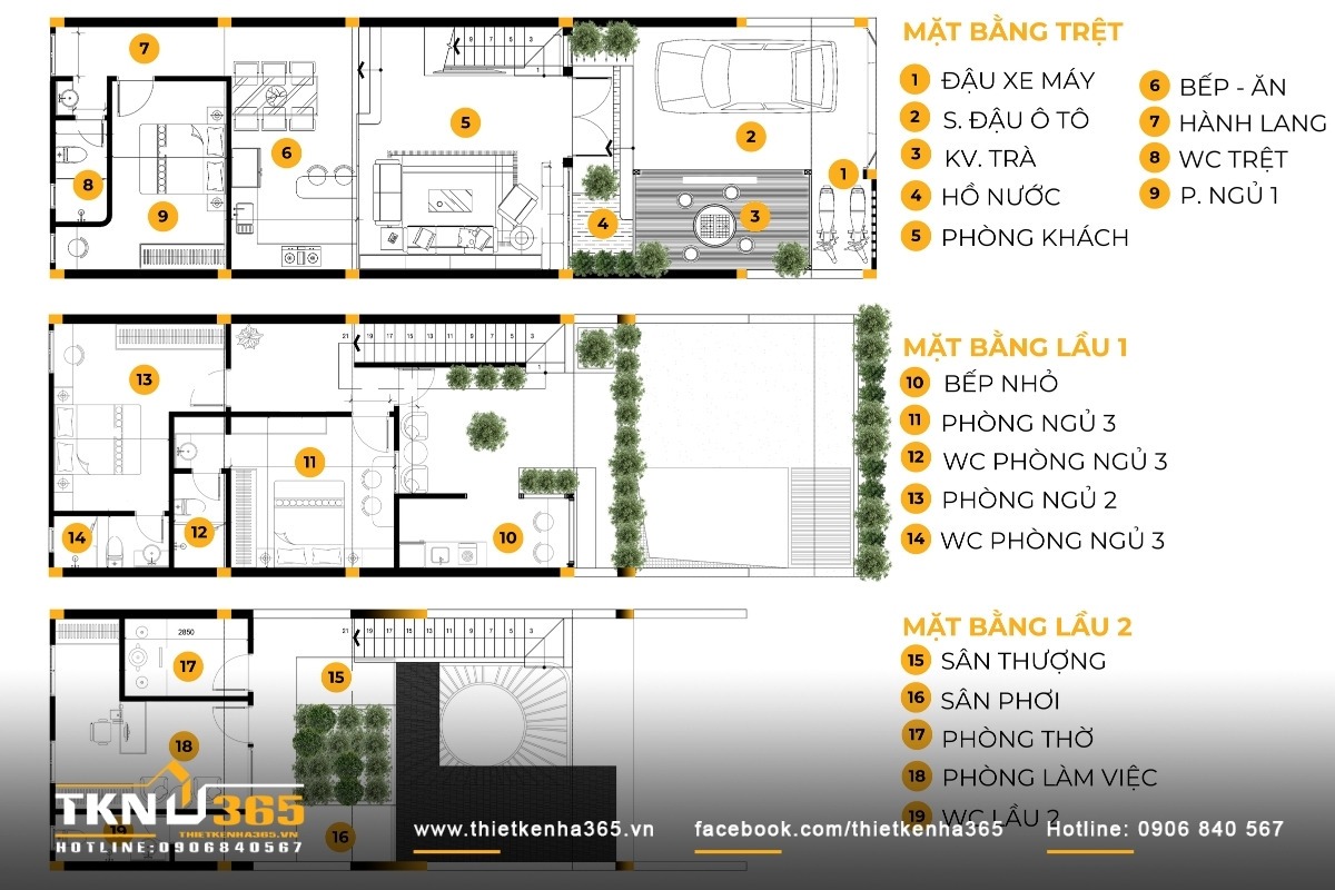 Các khu vực chức năng trong nhà phố 3 tầng bố trí khoa học, khai thác hiệu quả diện tích lô đất 6x19m