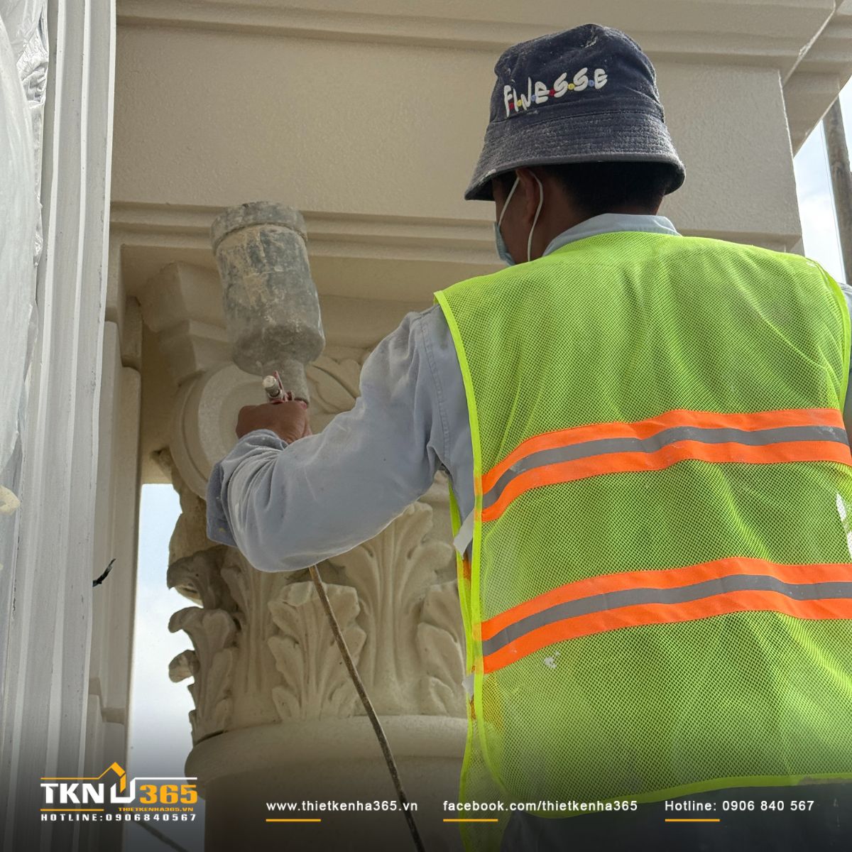 H&igrave;nh ảnh thi c&ocirc;ng ho&agrave;n thiện ph&ugrave; đi&ecirc;u mặt tiền