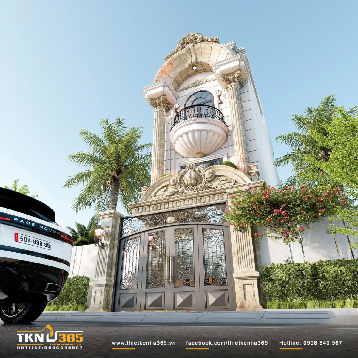 Bảng m&agrave;u trung t&iacute;nh kết hợp vật liệu chọn lọc gi&uacute;p tổng thể mặt tiền trang nh&atilde;, bền vững theo thời gian