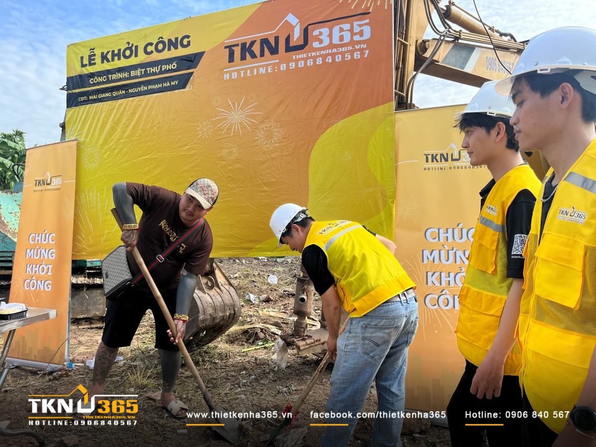 Lễ khởi c&ocirc;ng c&ocirc;ng tr&igrave;nh nh&agrave; phố 1 trệt 2 lầu 1 s&acirc;n thượng ở H&oacute;c M&ocirc;n