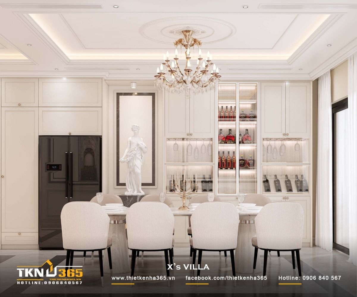 Hệ tủ rượu v&agrave; tủ trưng b&agrave;y thiết kế kịch trần, bố tr&iacute; đ&egrave;n LED hắt nhẹ, tăng chiều s&acirc;u kh&ocirc;ng gian m&agrave; kh&ocirc;ng ph&ocirc; trương