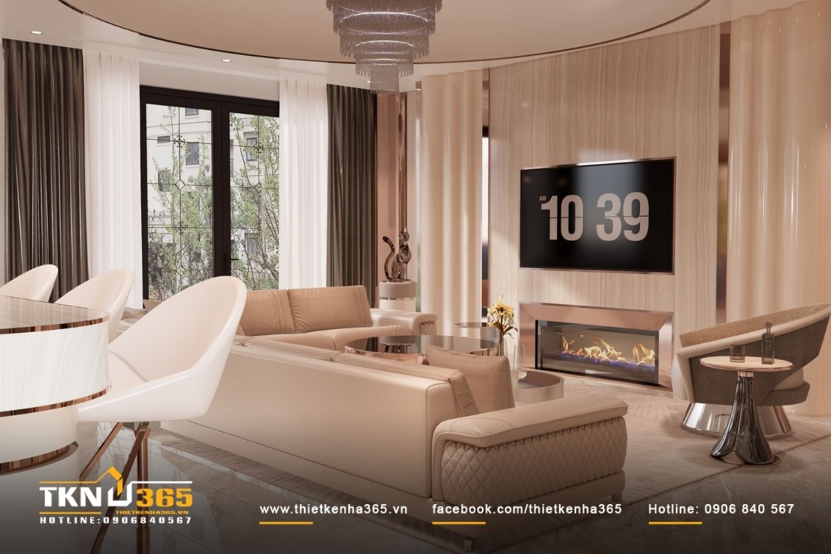 Kh&ocirc;ng gian sinh hoạt chung mở, ph&ograve;ng kh&aacute;ch - bếp - ăn kết nối tr&ecirc;n một trục liền mạch, tạo d&ograve;ng di chuyển tự nhi&ecirc;n v&agrave; linh hoạt trong sinh hoạt h&agrave;ng ng&agrave;y