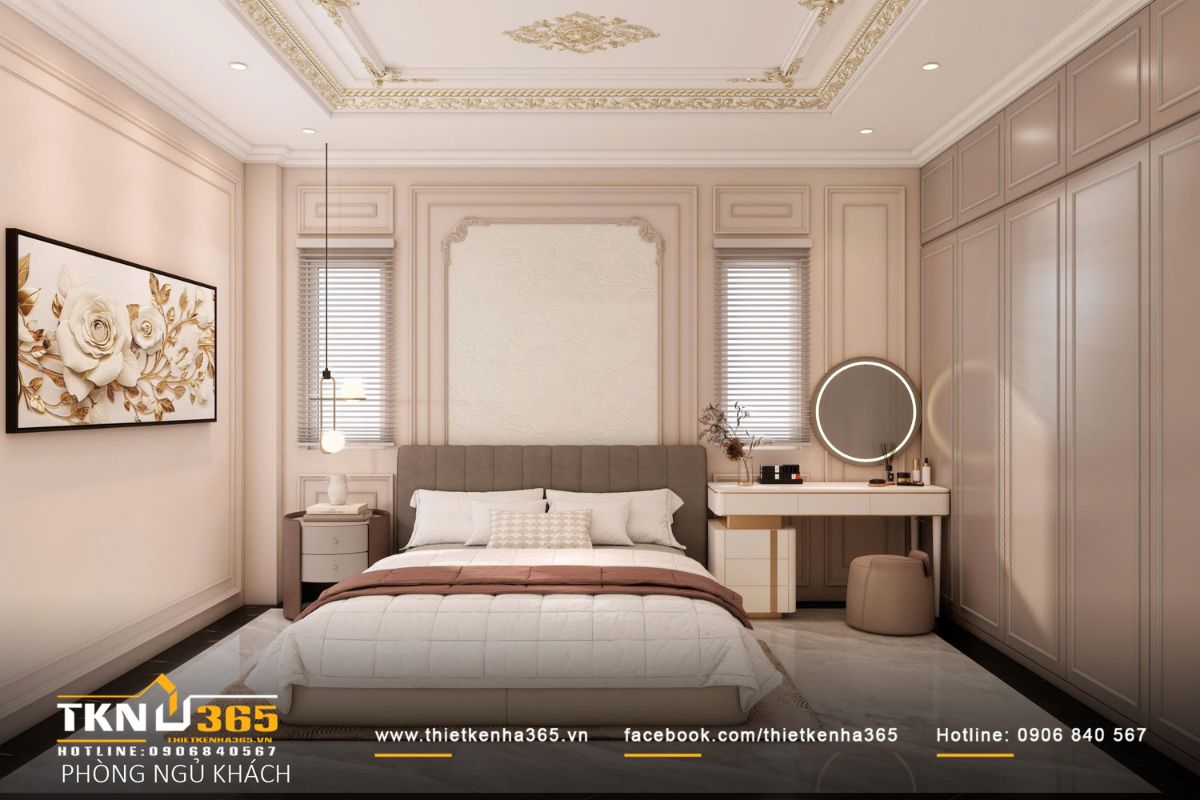 Phòng ngủ khách thiết kế gọn gàng, ưu tiên công năng và cảm giác thư giãn cho những lần lưu trú ngắn ngày