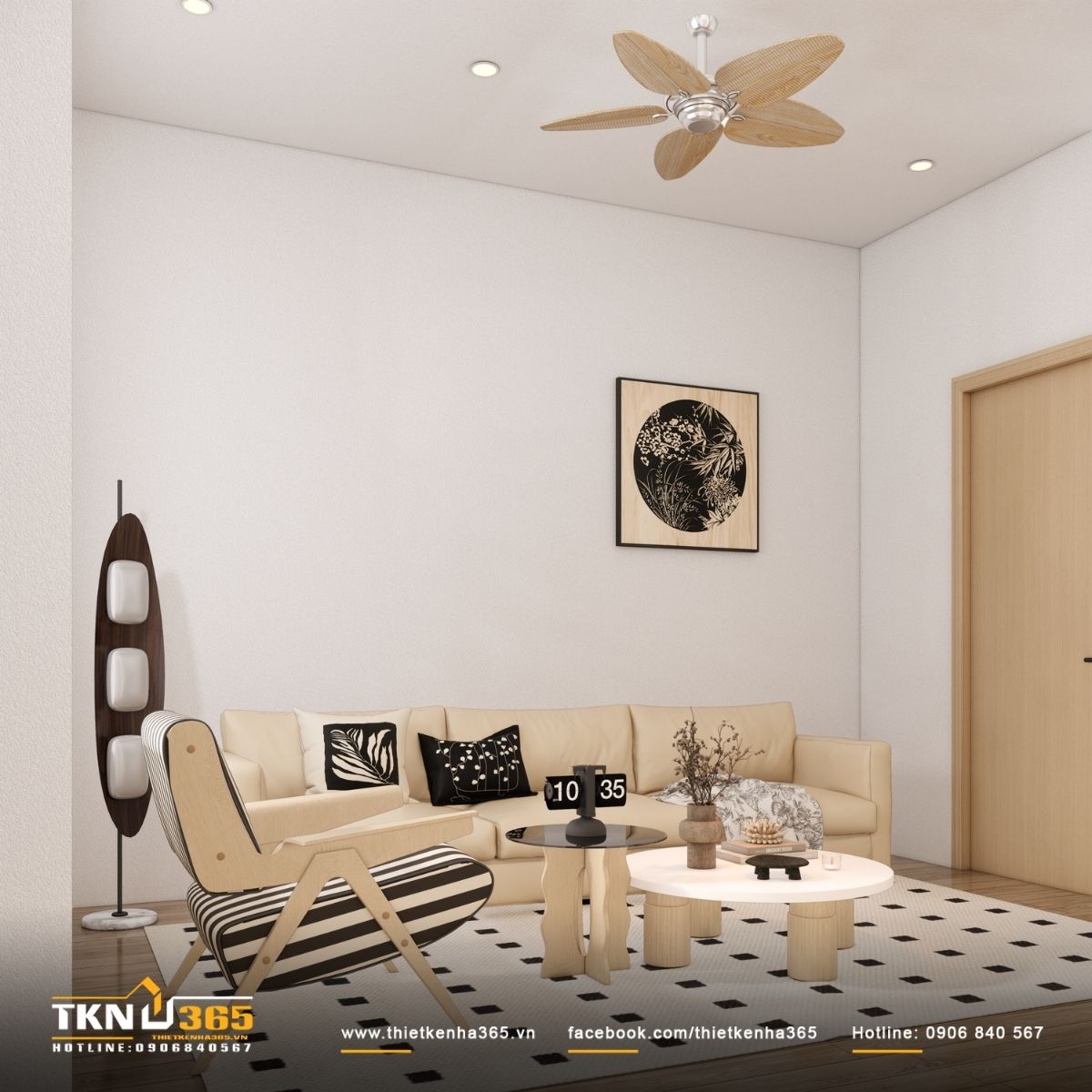 Bố cục sofa - ghế thư gi&atilde;n - b&agrave;n tr&agrave; tr&ograve;n tạo cảm gi&aacute;c mềm mại, thoải m&aacute;i cho sinh hoạt gia đ&igrave;nh