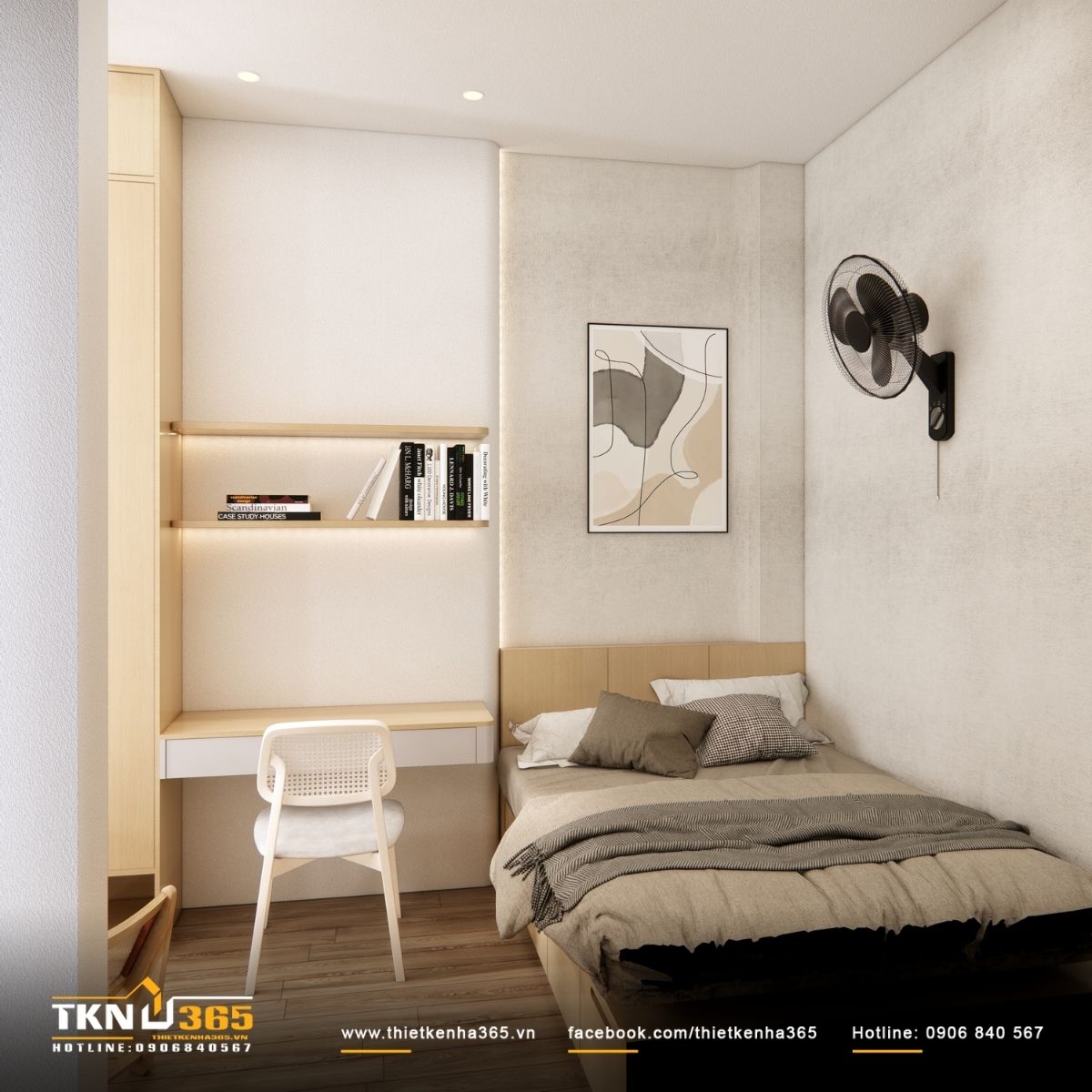 Bảng m&agrave;u s&aacute;ng dịu v&agrave; nội thất gỗ nhạt tạo cảm gi&aacute;c ấm c&uacute;ng, ổn định cho sinh hoạt h&agrave;ng ng&agrave;y