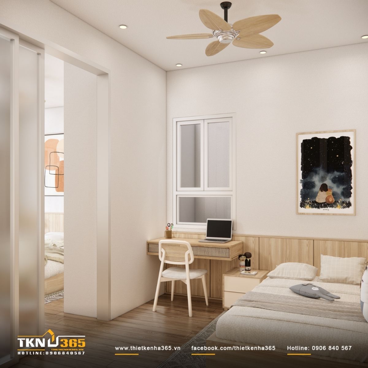 &Aacute;nh s&aacute;ng tự nhi&ecirc;n kết hợp bảng m&agrave;u trung t&iacute;nh giữ căn ph&ograve;ng nhẹ nh&agrave;ng v&agrave; ổn định theo thời gian