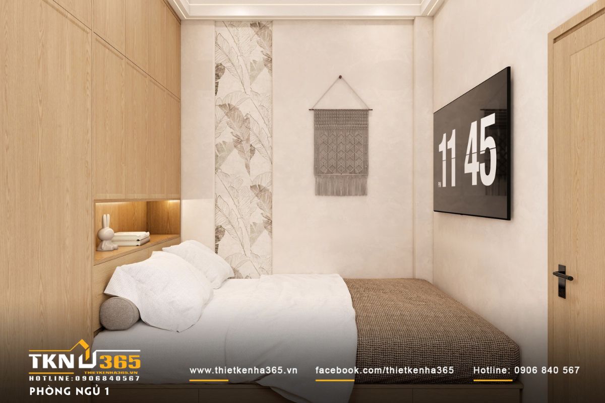 Giường ngủ thiết kế đơn giản, t&iacute;ch hợp hộc lưu trữ, đ&aacute;p ứng nhu cầu sử dụng l&acirc;u d&agrave;i trong diện t&iacute;ch vừa phải