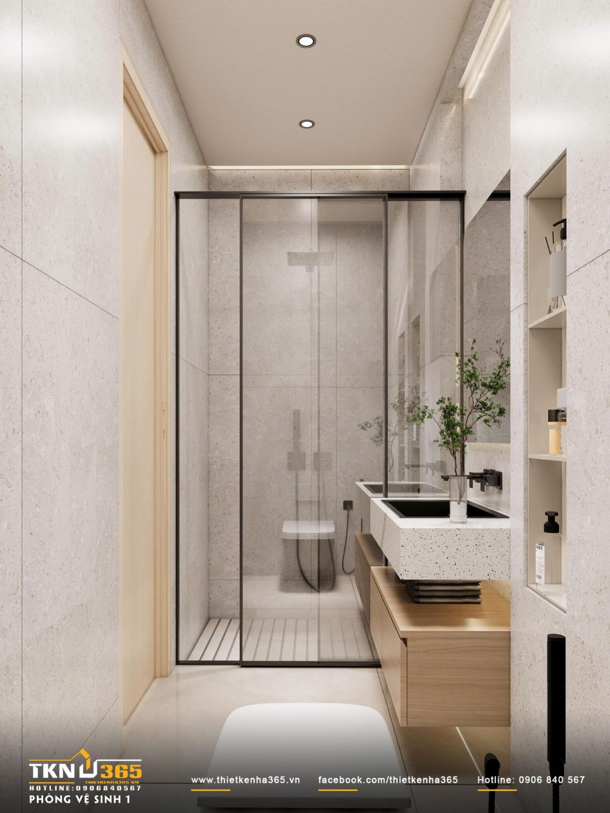 V&aacute;ch k&iacute;nh trong suốt gi&uacute;p kh&ocirc;ng gian ph&ograve;ng vệ sinh giữ được độ mở v&agrave; cảm gi&aacute;c nhẹ nh&agrave;ng