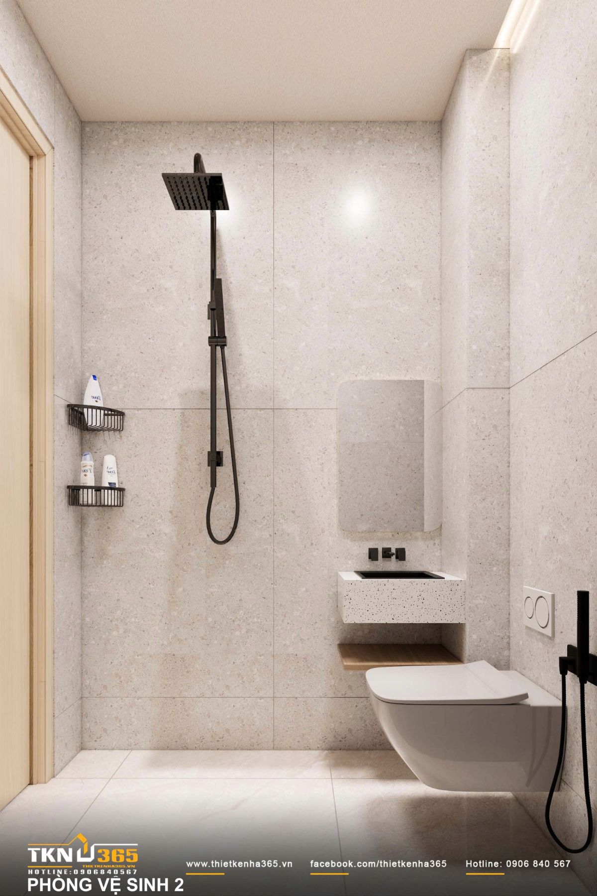 Thiết bị vệ sinh t&ocirc;ng đen tạo điểm nhấn tinh tế tr&ecirc;n nền vật liệu s&aacute;ng trung t&iacute;nh