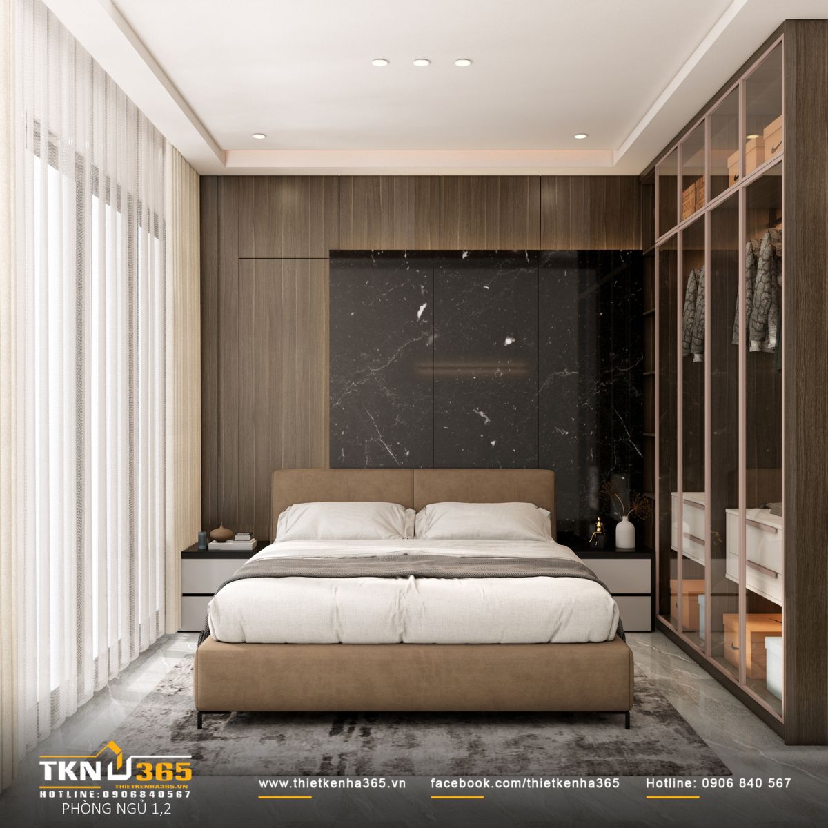 Phòng ngủ phụ sử dụng bảng màu trung tính, dễ thích nghi theo thời gian