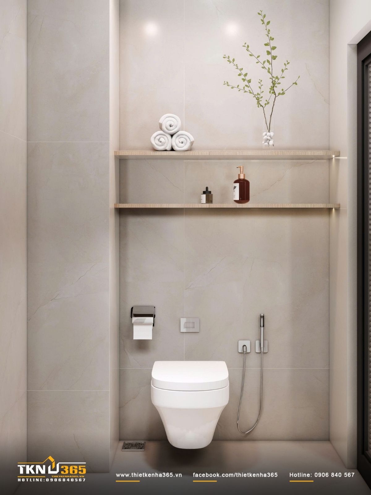 Hệ kệ &acirc;m tường v&agrave; phụ kiện chọn lọc vừa đủ, đảm bảo tiện nghi m&agrave; kh&ocirc;ng l&agrave;m rối kh&ocirc;ng gian