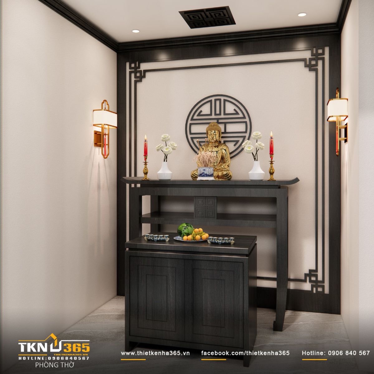 Vật liệu và ánh sáng được tiết chế, tạo không gian thờ tự yên tĩnh, tách khỏi nhịp sinh hoạt bên dưới