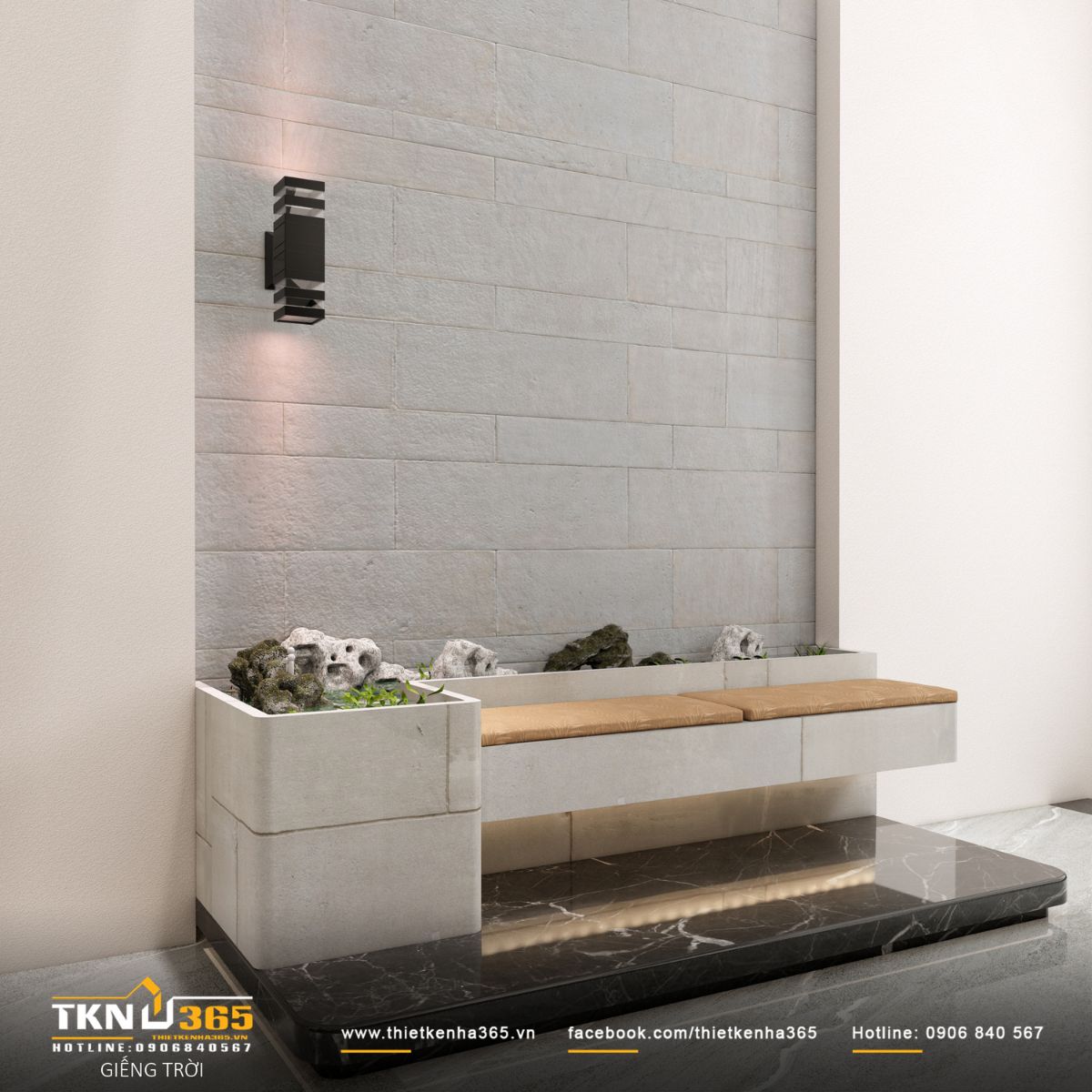 Giếng trời đóng vai trò khoảng đệm, đưa thiên nhiên vào sâu bên trong không gian nội thất