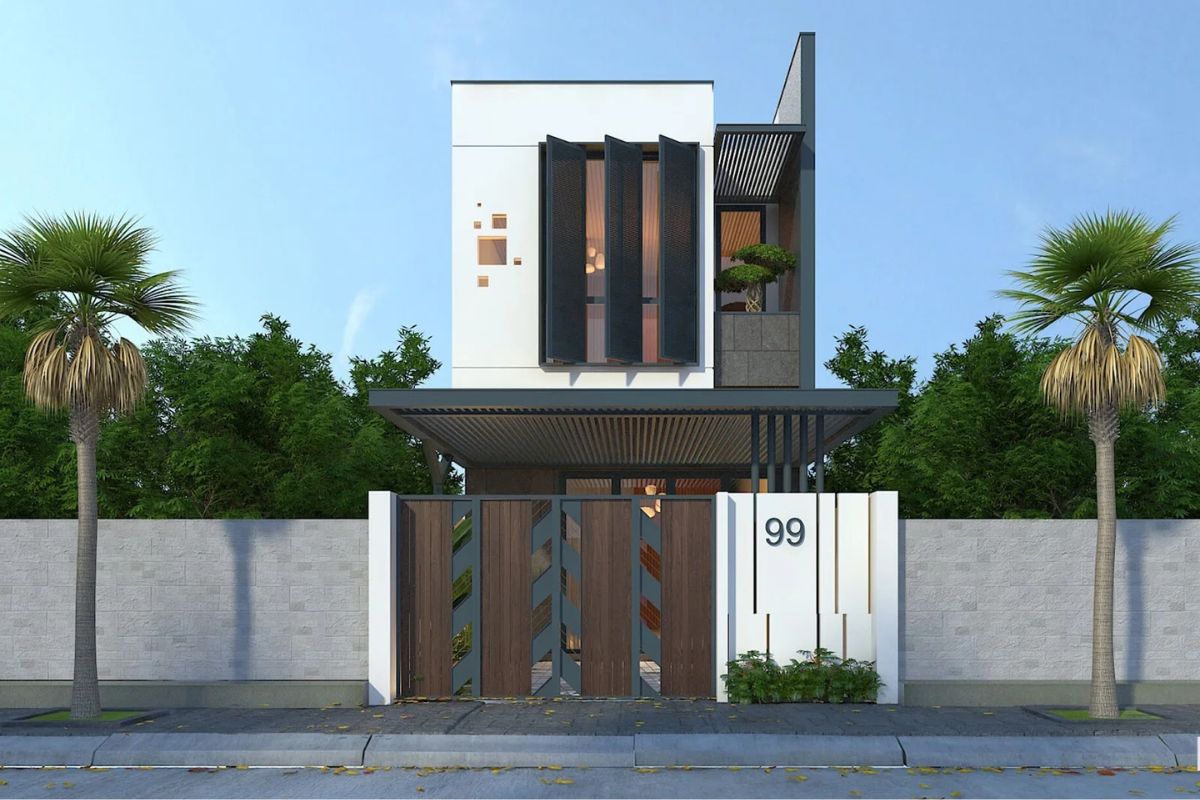 Mẫu nh&agrave; 1 trệt 1 lầu hiện đại 5x15 được nhiều gia đ&igrave;nh lựa chọn (Ảnh: Sưu tầm)