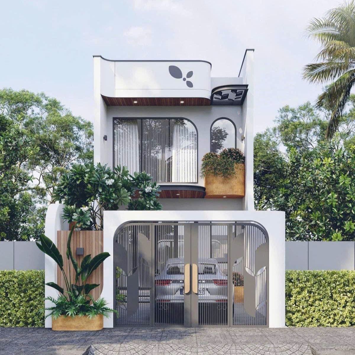 Mẫu nh&agrave; 1 trệt 1 lầu m&aacute;i bằng dễ thi c&ocirc;ng v&agrave; kiểm so&aacute;t ng&acirc;n s&aacute;ch (Ảnh: Sưu tầm)